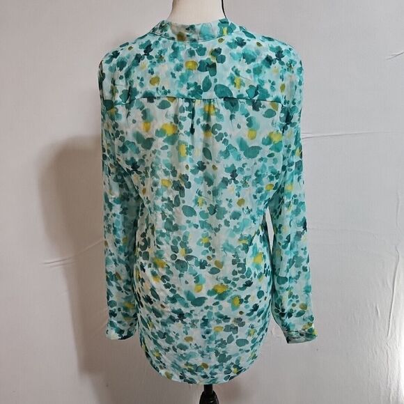 Kut from the Kloth JASMIN Floral Printed Blouse Teal, Yellow, White, Womens Sm. - Picture 4 of 8